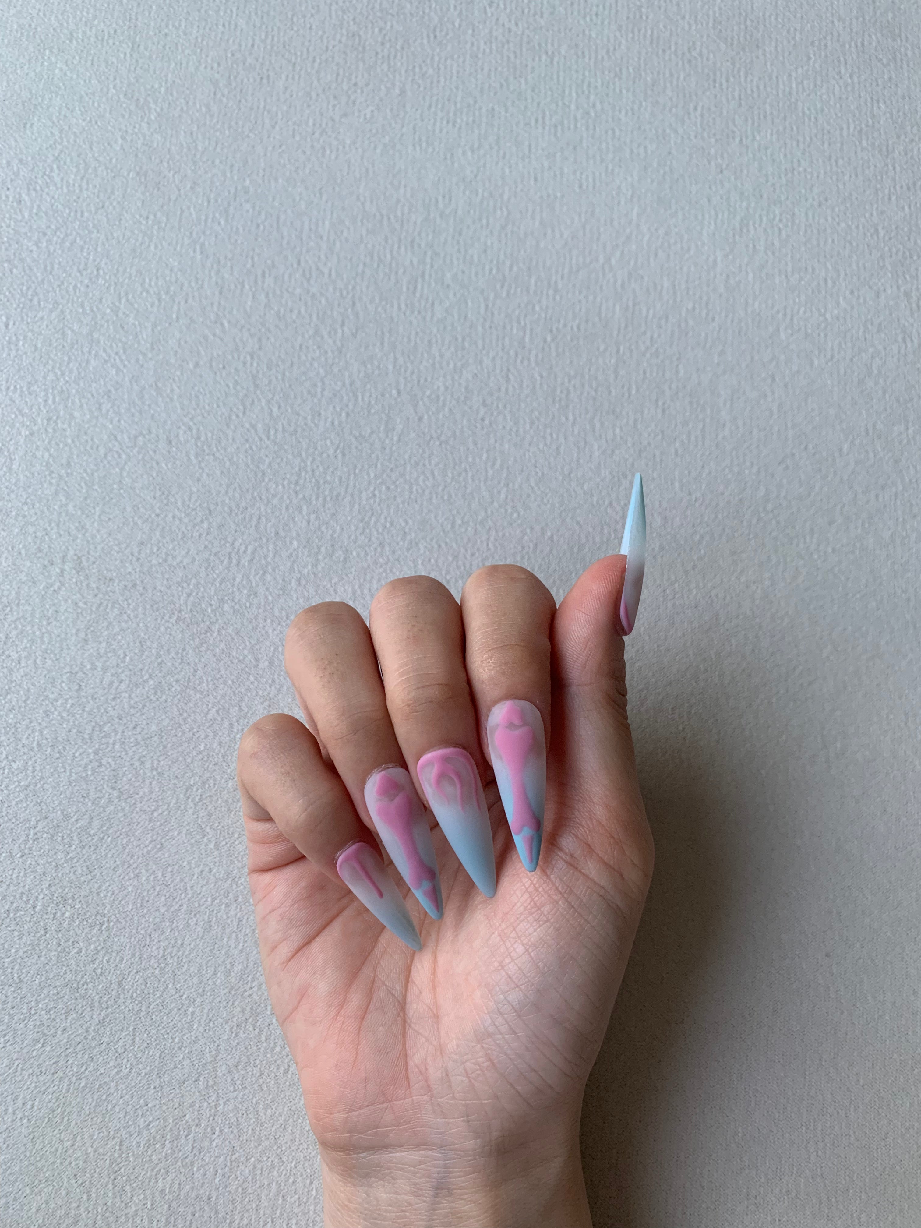 Cotton Candy Sky Pastel Handmade Press-On Nails for Cute Looks