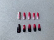 Ebony Rose Black Floral Handmade Press-On Nails for Romantic Looks