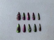 Forest Whisper Green Handmade Press-On Nails for Nature-Inspired Looks