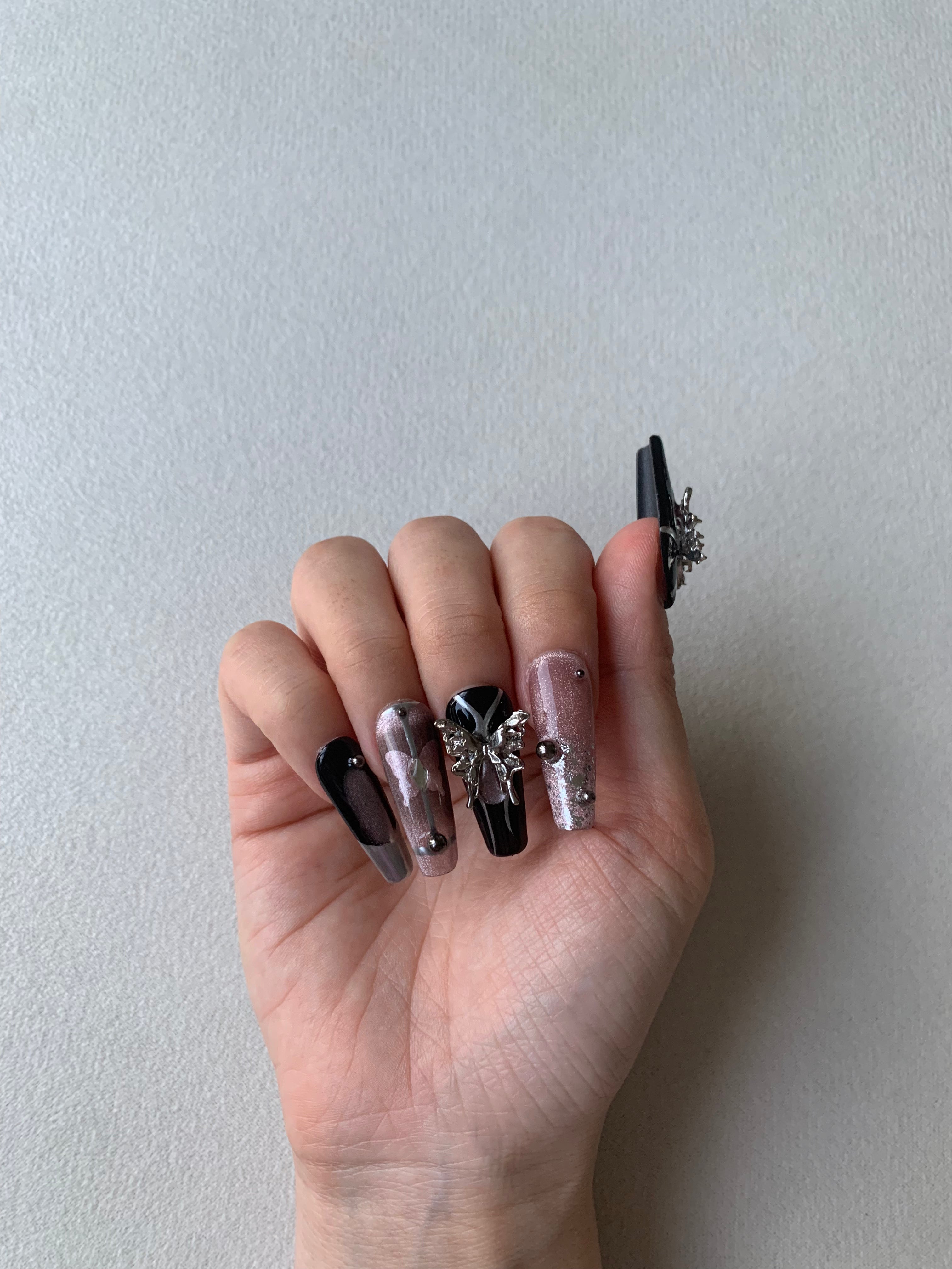 Nightfall Pink Handmade Press-On Nails for Evening Romance