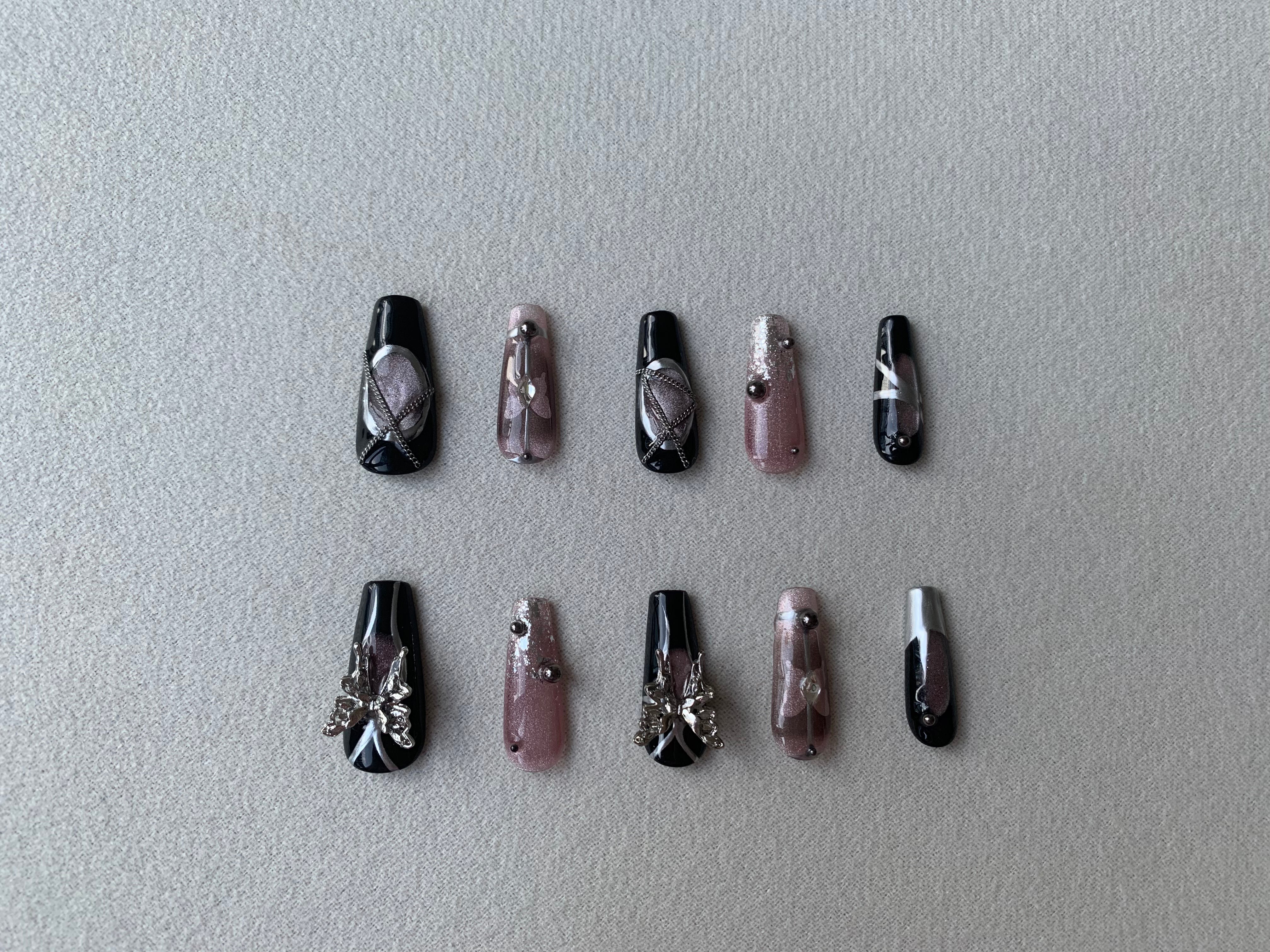 Nightfall Pink Handmade Press-On Nails for Evening Romance