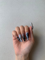 Ice Blue Mist Blue Handmade Press-On Nails for Winter Style