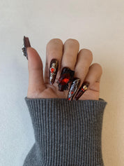 Ruby Charm Red Handmade Press-On Nails for Elegant Occasions