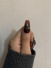 Maple Blaze Orange Handmade Press-On Nails for Autumn Looks