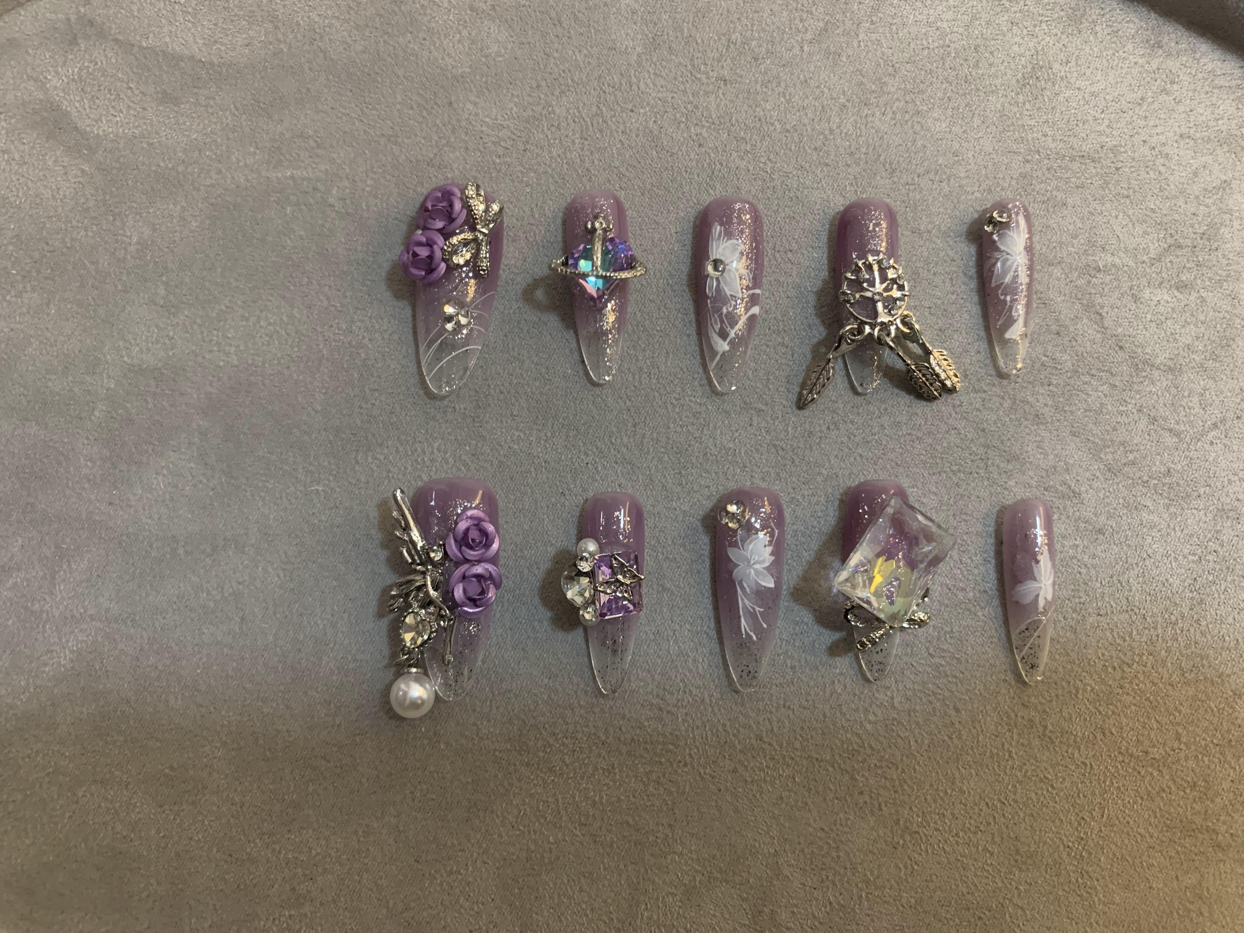 Purple Pixie Cute Purple Handmade Press-On Nails