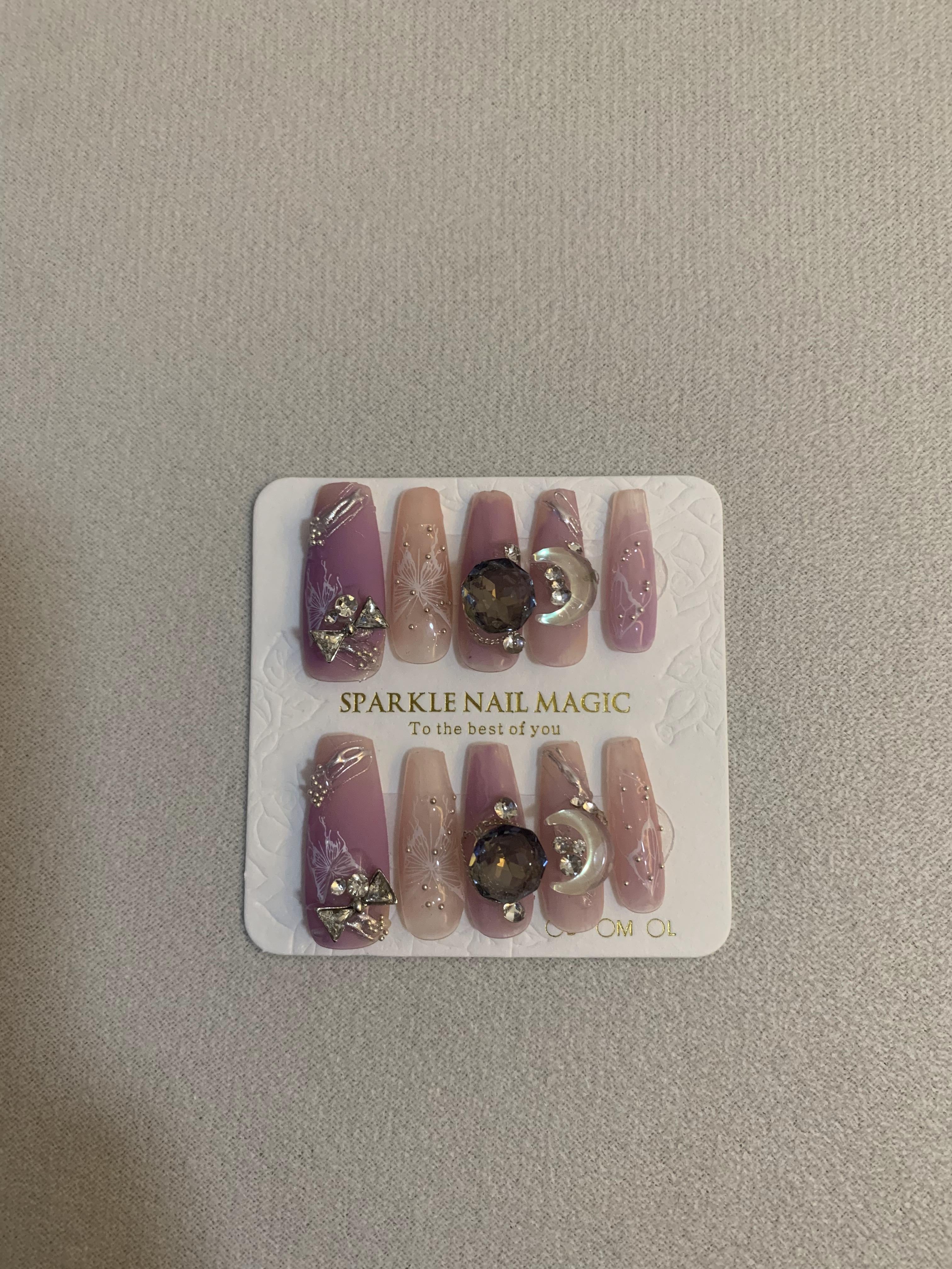 Twilight Purple Handmade Press-On Nails for Evening Glam