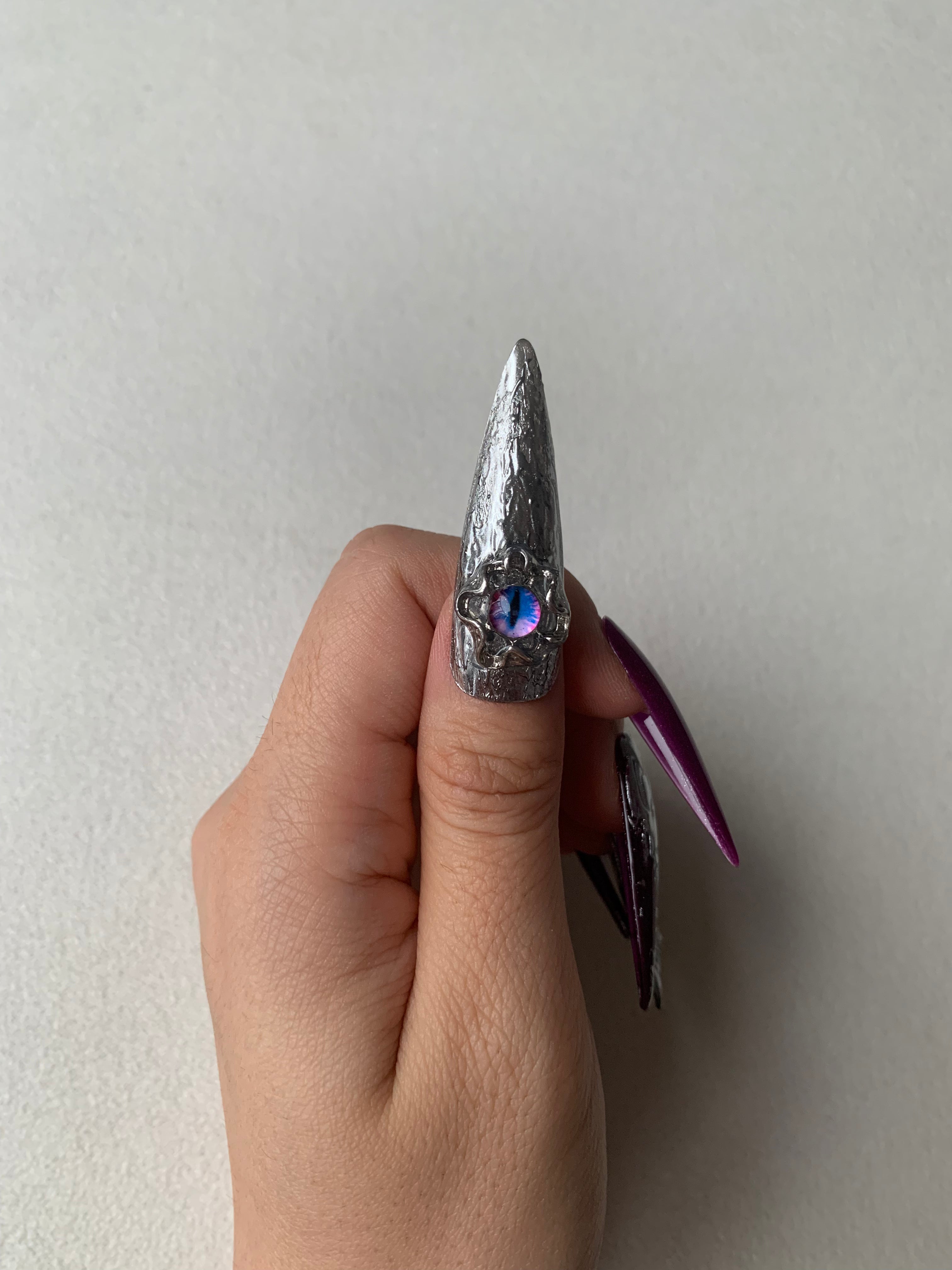Violet Night Purple Handmade Press-On Nails for Evening Glam
