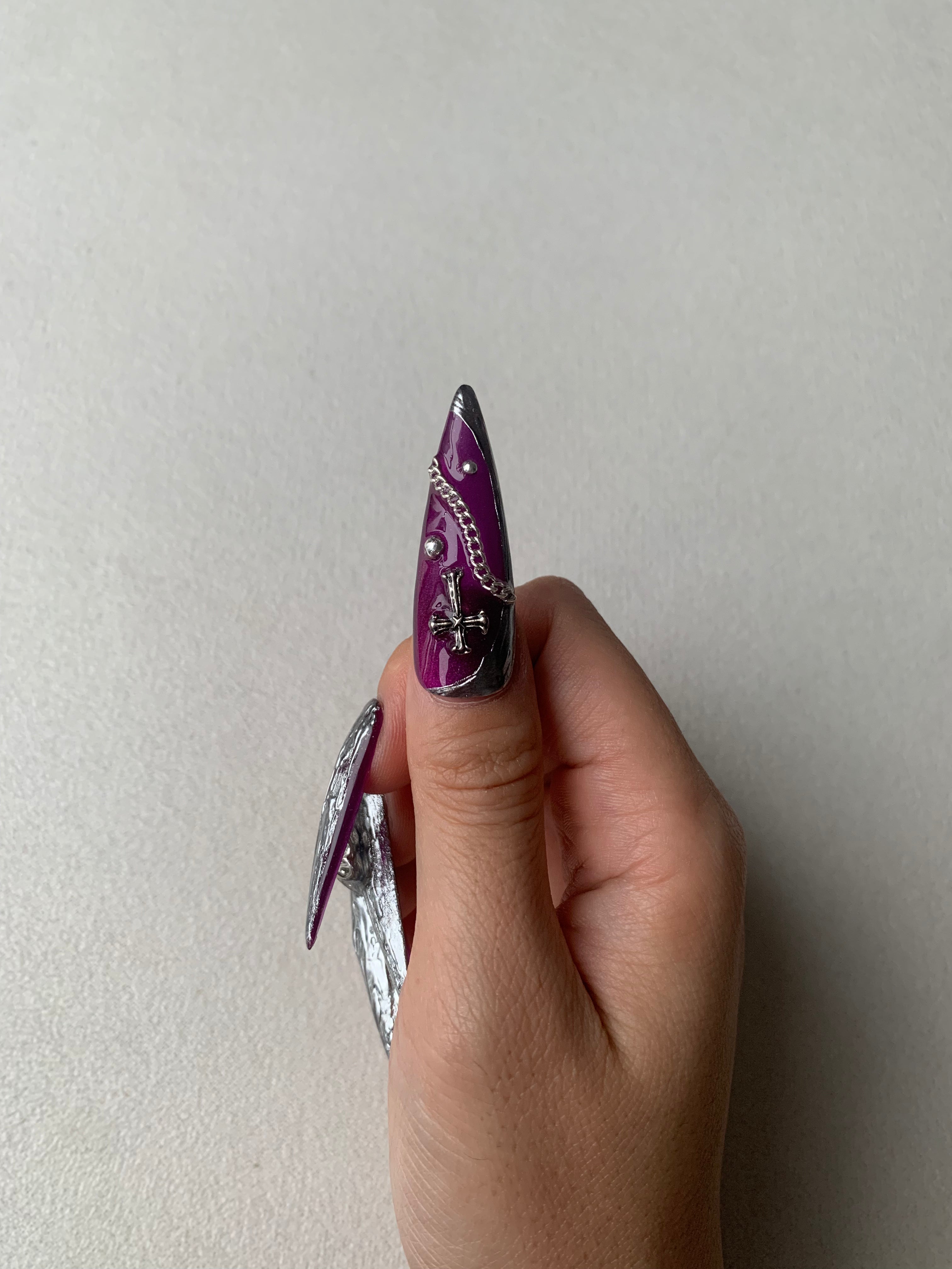 Violet Night Purple Handmade Press-On Nails for Evening Glam