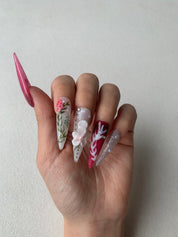 Blush & Bloom Pink Floral Handmade Press-On Nails for Spring