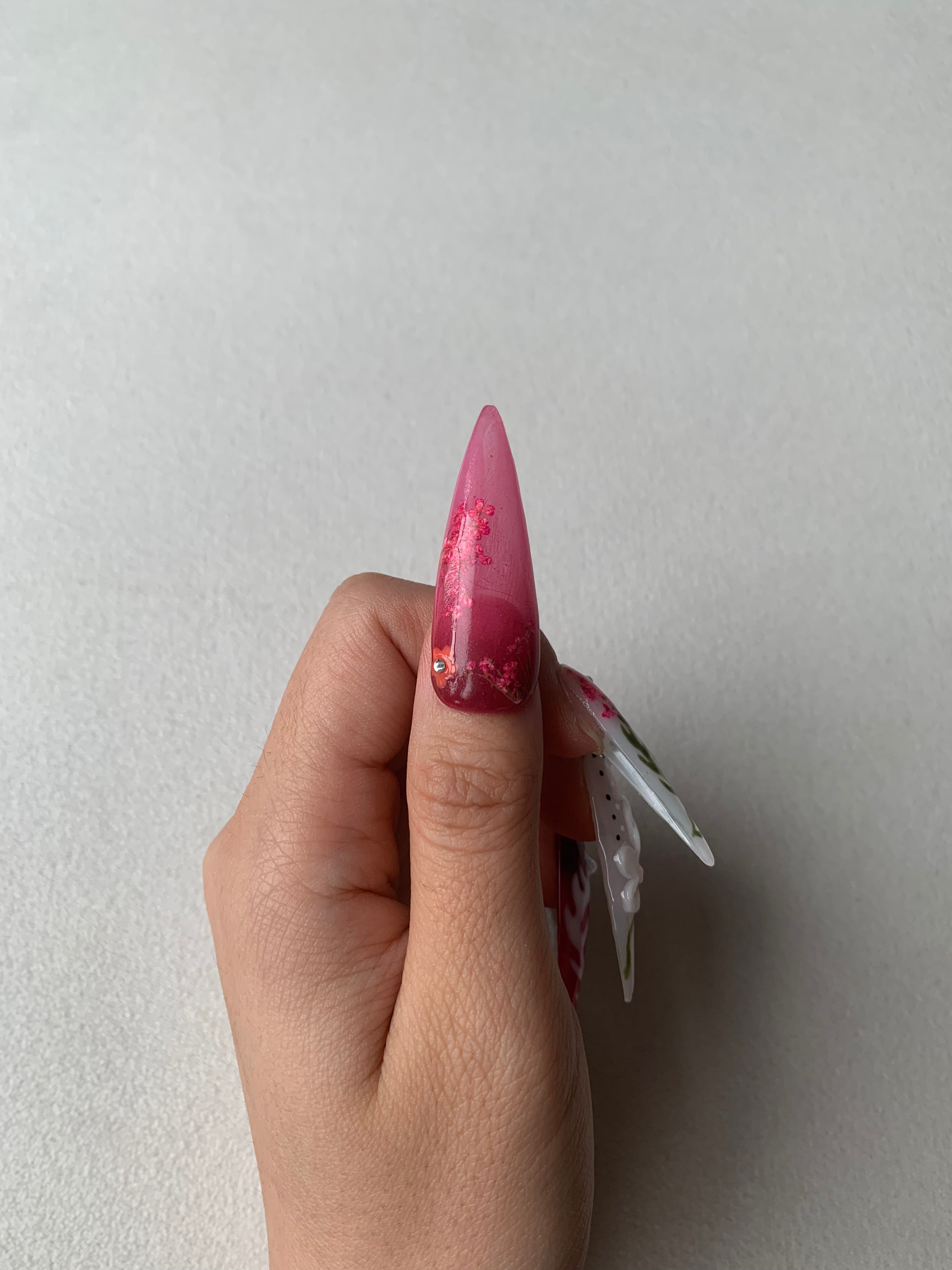 Blush & Bloom Pink Floral Handmade Press-On Nails for Spring