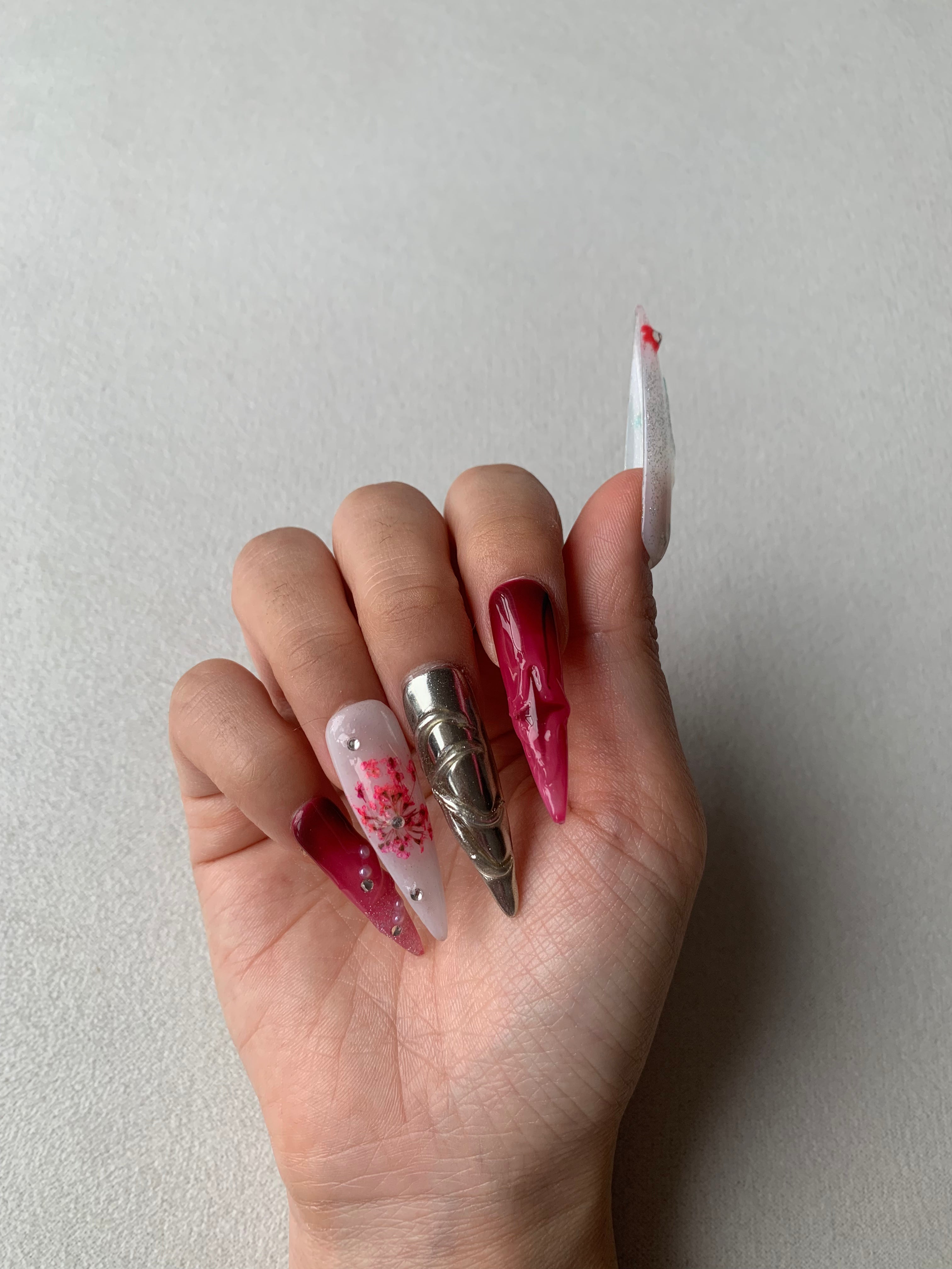 Blush & Bloom Pink Floral Handmade Press-On Nails for Spring