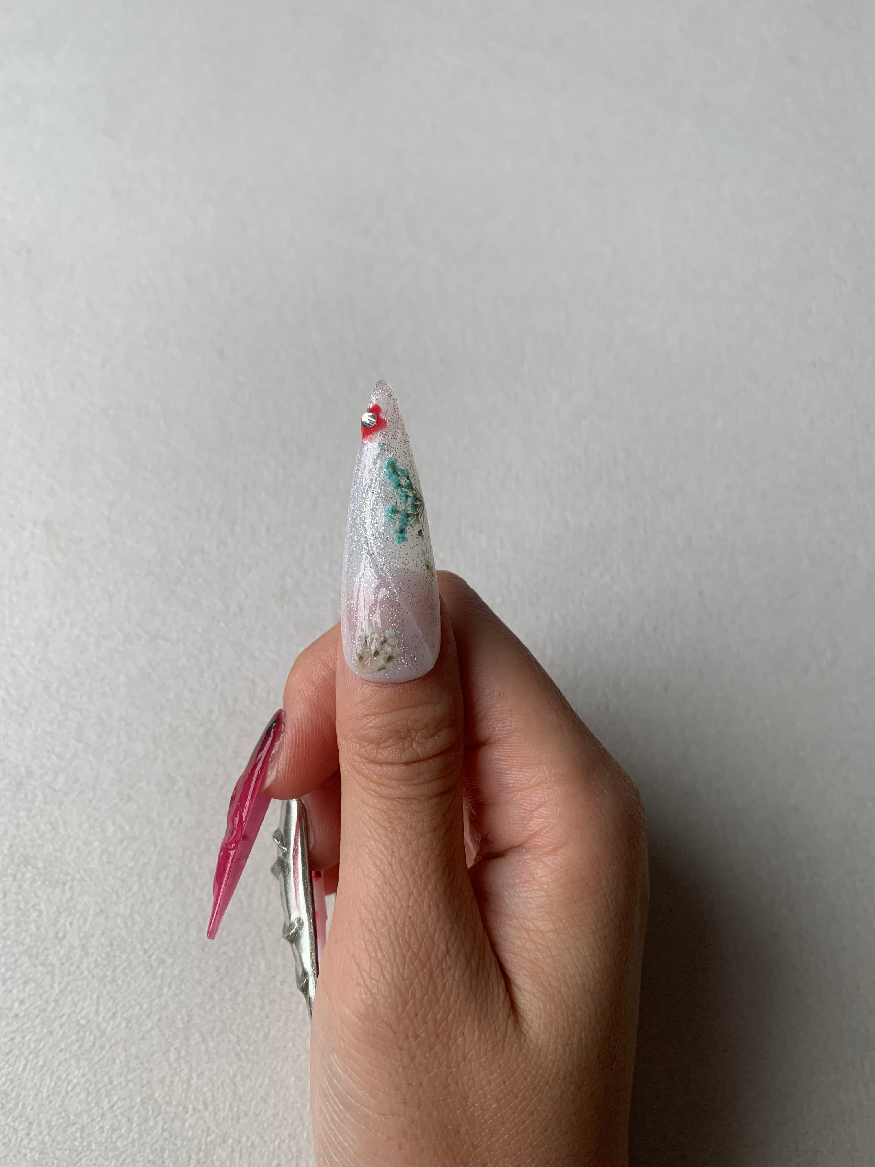 Blush & Bloom Pink Floral Handmade Press-On Nails for Spring