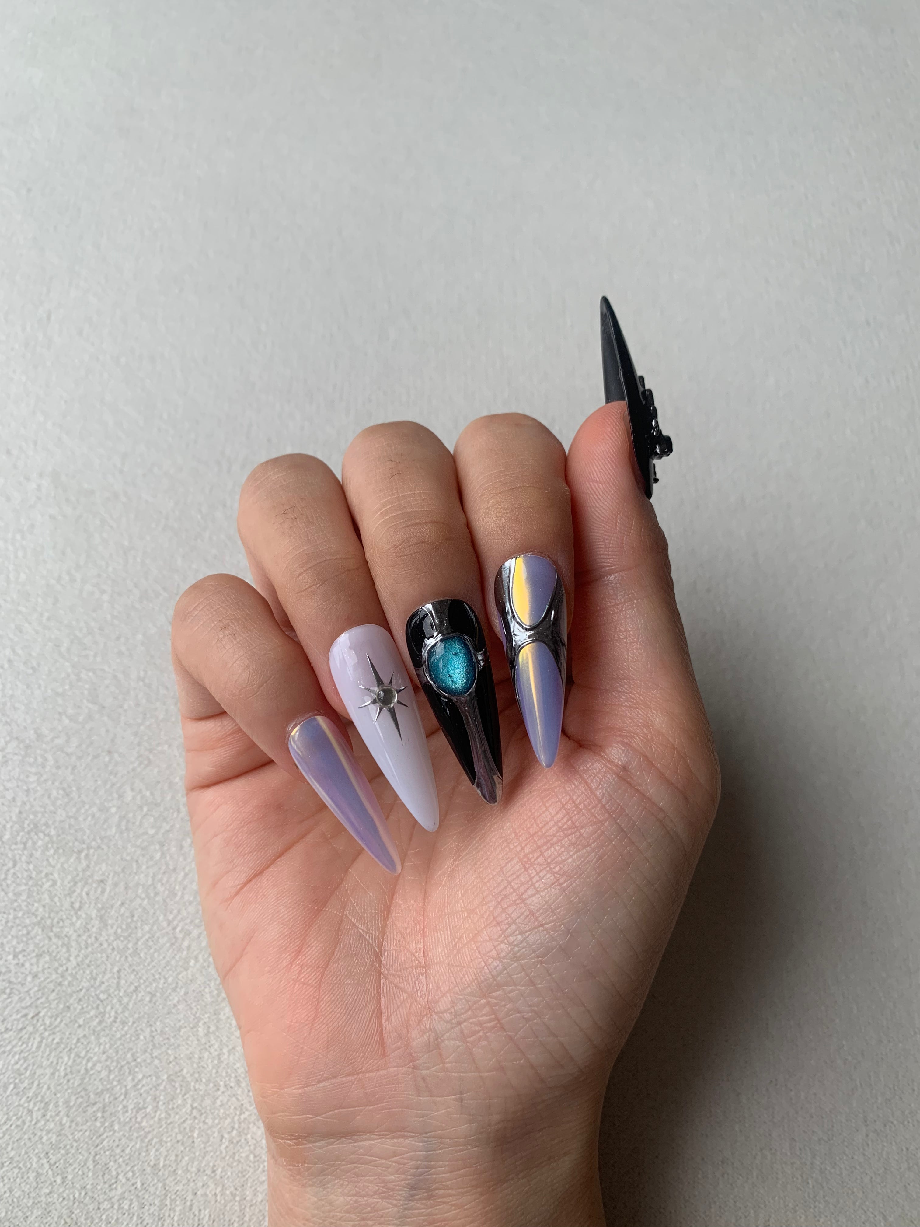 Onyx Obsession Black Handmade Press-On Nails for Bold Looks
