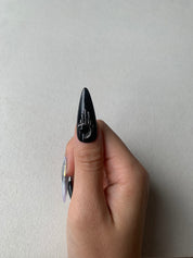 Onyx Obsession Black Handmade Press-On Nails for Bold Looks