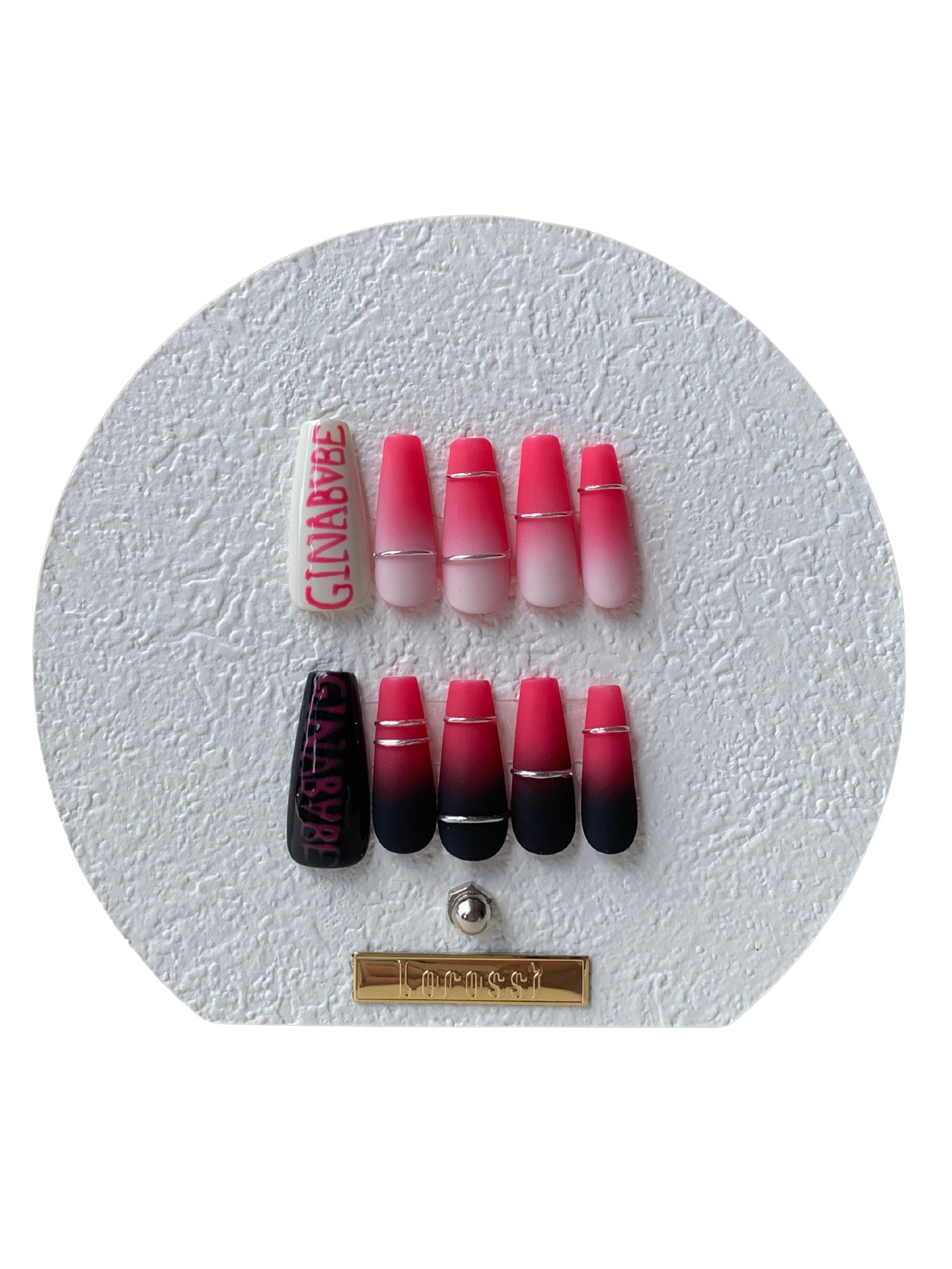 Ebony Rose Black Floral Handmade Press-On Nails for Romantic Looks