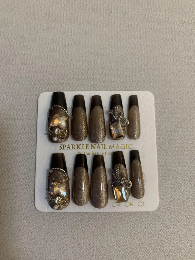 Bronze chrome metallic press-on nails